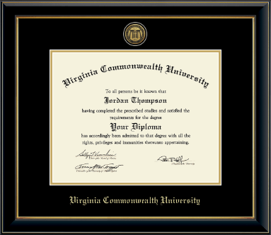 Virginia Commonwealth University diploma frame - Gold Engraved Medallion Diploma Frame in Onyx Gold