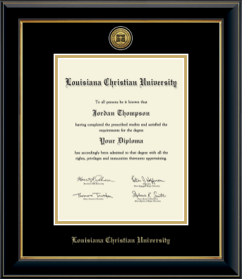 Louisiana Christian University diploma frame - Gold Engraved Medallion Diploma Frame in Onyx Gold