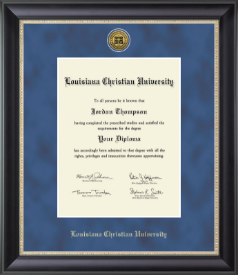 Louisiana Christian University diploma frame - Gold Engraved Medallion Diploma Frame in Noir