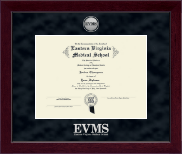 Eastern Virginia Medical School Silver Engraved Medallion Diploma Frame in Cordova