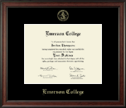 Emerson College Gold Embossed Diploma Frame in Studio