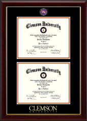 Clemson University Masterpiece Medallion Double Diploma Frame in Gallery