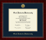 Oral Roberts University Gold Engraved Medallion Diploma Frame in Sutton