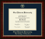 Oral Roberts University diploma frame - Gold Embossed Diploma Frame in Murano
