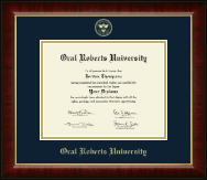 Oral Roberts University Gold Embossed Diploma Frame in Murano