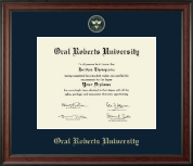 Oral Roberts University Gold Embossed Diploma Frame in Studio