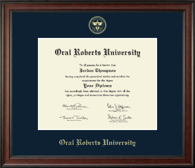 Oral Roberts University diploma frame - Gold Embossed Diploma Frame in Studio