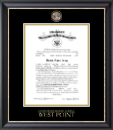 United States Military Academy Masterpiece Medallion Commission Certificate Frame in Noir