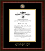United States Military Academy Masterpiece Medallion Commission Certificate Frame in Murano