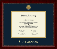 Stone Academy certificate frame - Gold Engraved Medallion Certificate Frame in Sutton