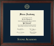 Stone Academy Gold Embossed Certificate Frame in Studio