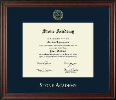 Stone Academy certificate frame - Gold Embossed Certificate Frame in Studio