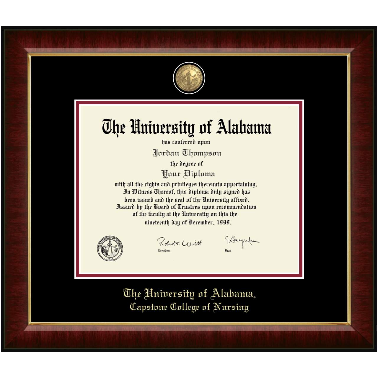 Masterpiece Medallion Diploma Frame in Murano The University of Alabama