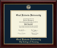 Oral Roberts University diploma frame - Masterpiece Medallion Diploma Frame in Gallery