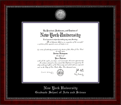 New York University diploma frame - Silver Engraved Medallion Diploma Frame in Sutton