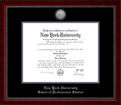 New York University diploma frame - Silver Engraved Medallion Diploma Frame in Sutton