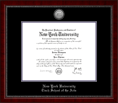 New York University diploma frame - Silver Engraved Medallion Diploma Frame in Sutton