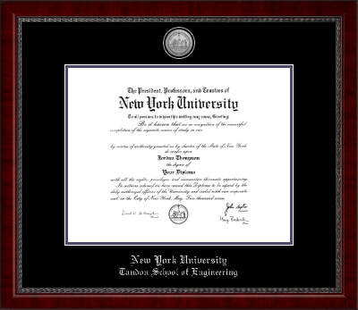 New York University diploma frame - Silver Engraved Medallion Diploma Frame in Sutton