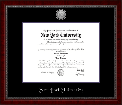 New York University diploma frame - Silver Engraved Medallion Diploma Frame in Sutton