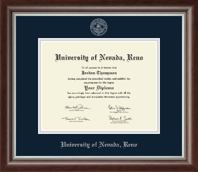University of Nevada Reno diploma frame - Silver Embossed Diploma Frame in Devonshire