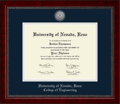 University of Nevada Reno diploma frame - Silver Engraved Medallion Diploma Frame in Sutton