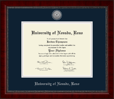 University of Nevada Reno diploma frame - Silver Engraved Medallion Diploma Frame in Sutton