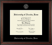 University of Nevada Reno Silver Embossed Diploma Frame in Studio