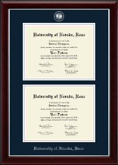 University of Nevada Reno diploma frame - Masterpiece Medallion Double Diploma Frame in Gallery Silver