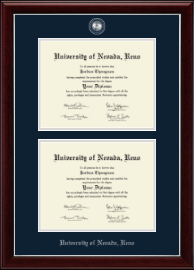 University of Nevada Reno diploma frame - Masterpiece Medallion Double Diploma Frame in Gallery Silver