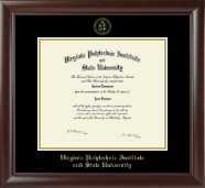 Virginia Tech Gold Embossed Diploma Frame in Rainier