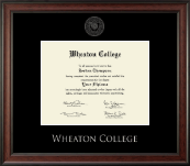Wheaton College in Massachusetts Silver Embossed Diploma Frame in Studio