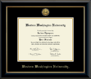 Western Washington University diploma frame - Gold Engraved Medallion Diploma Frame in Onyx Gold