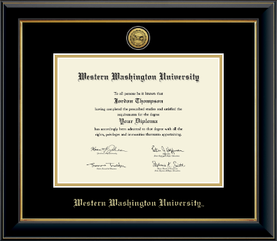 Western Washington University diploma frame - Gold Engraved Medallion Diploma Frame in Onyx Gold