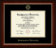 Southwestern University diploma frame - Gold Embossed Diploma Frame in Murano