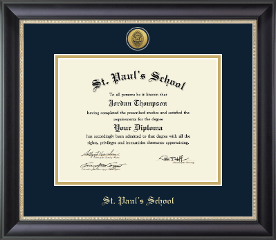 St. Paul's School diploma frame - Gold Engraved Medallion Diploma Frame in Noir