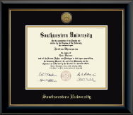 Southwestern University diploma frame - Gold Engraved Medallion Diploma Frame in Onyx Gold