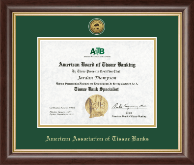 American Association of Tissue Banks certificate frame - Gold Engraved Medallion Certificate Frame in Hampshire