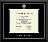 Lipscomb University Silver Engraved Medallion Diploma Frame in Onyx Silver
