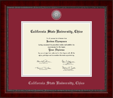 California State University Chico diploma frame - Silver Engraved Medallion Diploma Frame in Sutton