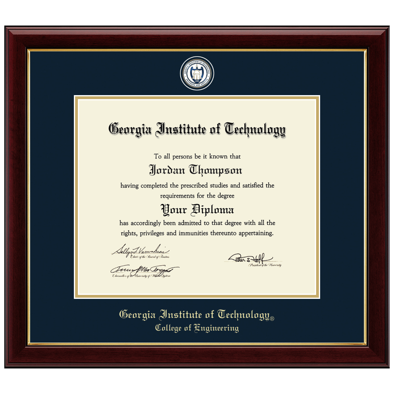Masterpiece Medallion Diploma Frame in Gallery Institute of