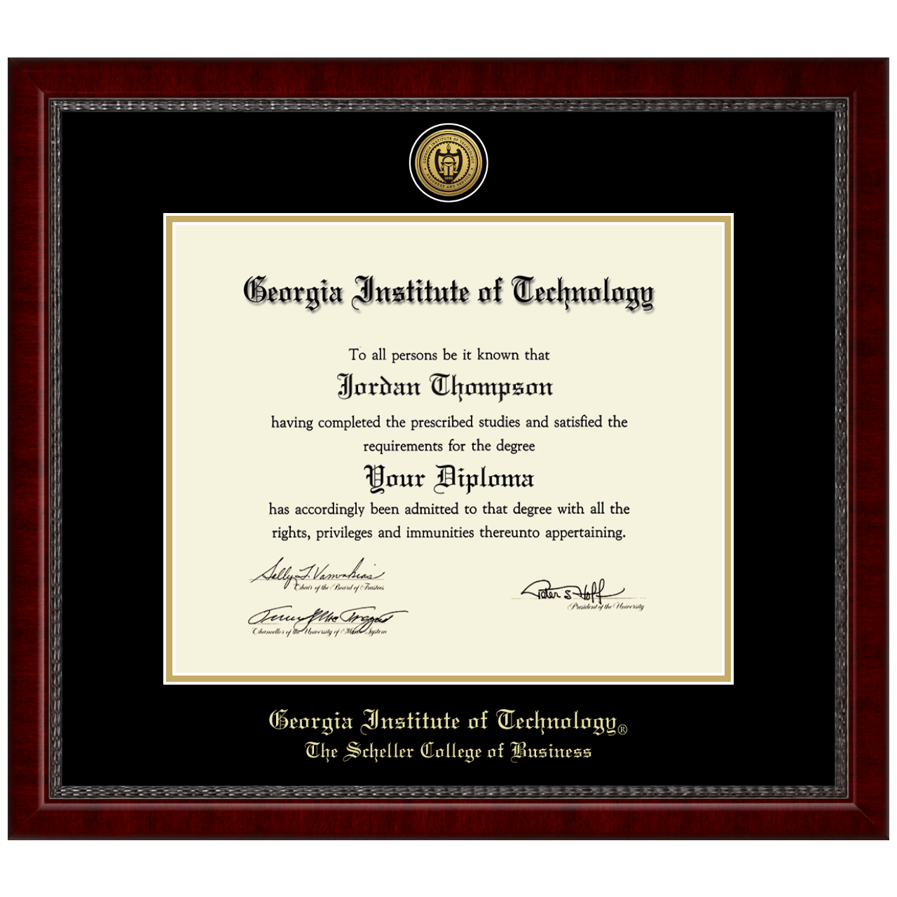 Gold Engraved Medallion Diploma Frame in Sutton Institute of