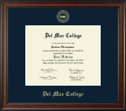 Del Mar College Gold Embossed Diploma Frame in Studio