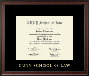 CUNY School of Law Gold Embossed Diploma Frame in Studio
