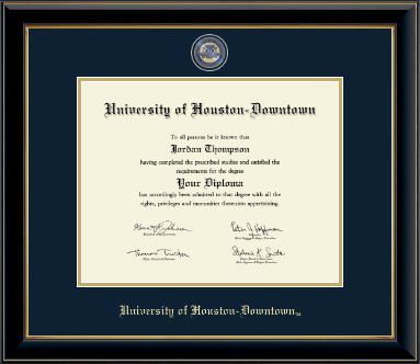 University of Houston Downtown diploma frame - Masterpiece Medallion Diploma Frame in Onyx Gold