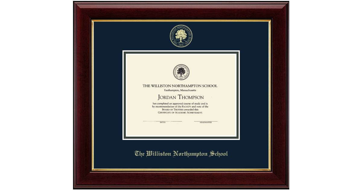 Gold Embossed Diploma Frame in Gallery The Williston Northampton School