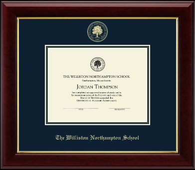 The Williston Northampton School diploma frame - Gold Embossed Diploma Frame in Gallery