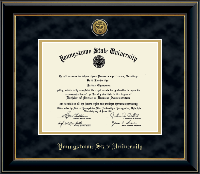 Youngstown State University diploma frame - Gold Engraved Medallion Diploma Frame in Onyx Gold