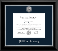 Phillips Academy Andover diploma frame - Silver Engraved Medallion Diploma Frame in Onyx Silver