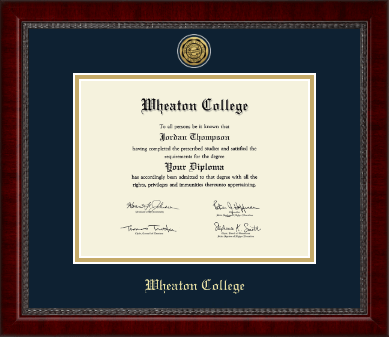 Wheaton College in Illinois diploma frame - Gold Engraved Medallion Diploma Frame in Sutton