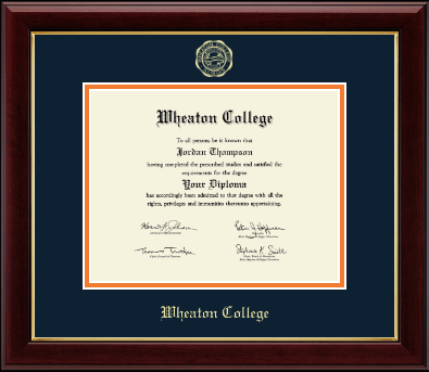 Wheaton College in Illinois diploma frame - Gold Embossed Diploma Frame in Gallery